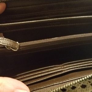 Coach brown cloth wallet and hand bag